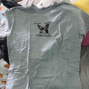 Gray T-Shirt with Butterfly Design